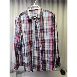 Tasso Elba Men Plaid Long Sleeve Button-Up Shirt Multicolor Size Large